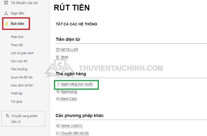 Cách thức nạp tiền/ rút tiền tại Exness