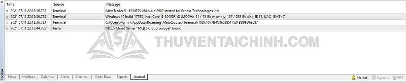 Khu vực Toolbox trong mt5