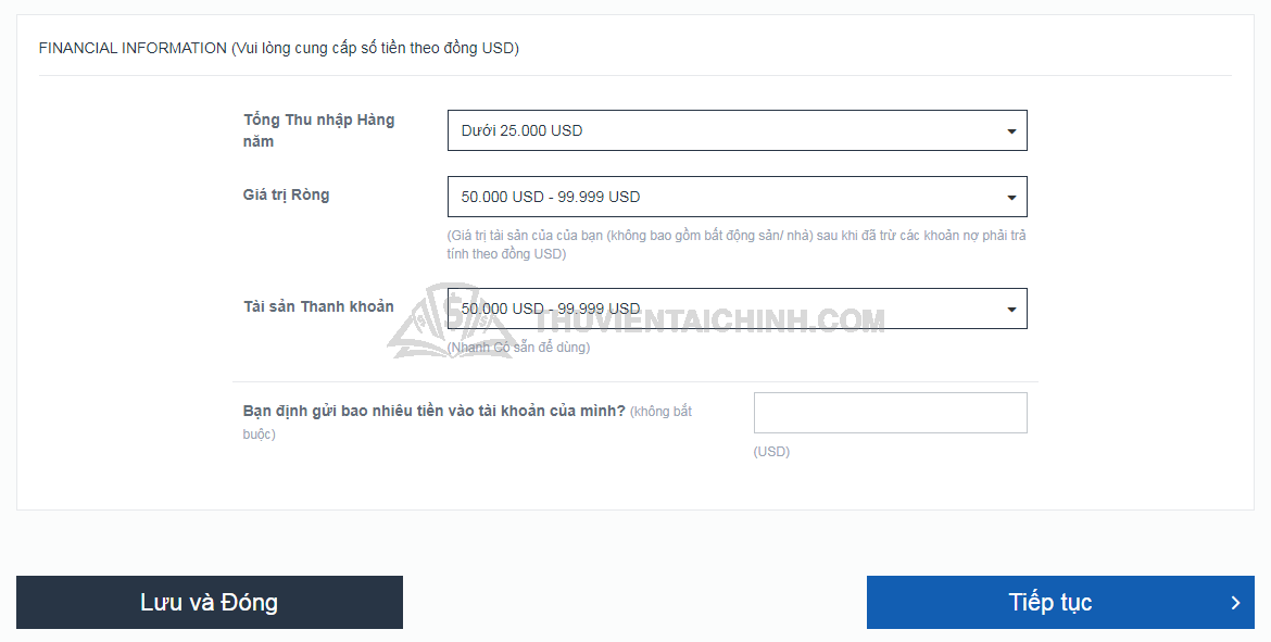 Kê khai thông tin tài chính của bạn