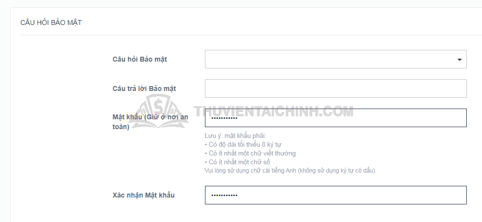 Xác nhận câu hỏi bảo mật