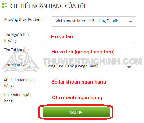 Rút tiền sàn IC Markets qua Internet Banking
