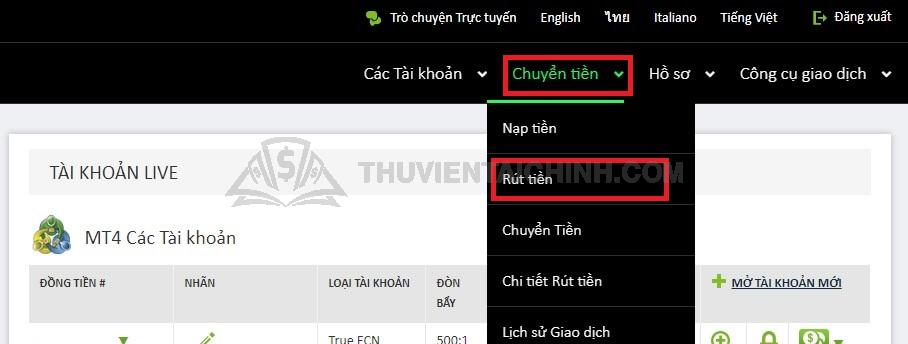 Rút tiền sàn IC Markets