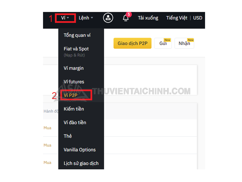 Truy cập vào ví P2P