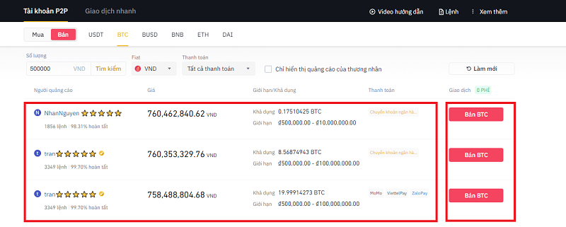 Cách bán coin trên Binance để thu tiền VNĐ về tài khoản ngân hàng
