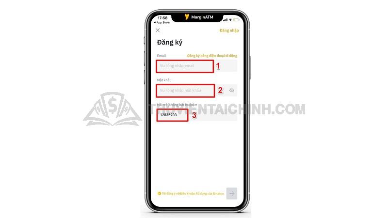 Đăng ký Binance trên điện thoại qua app