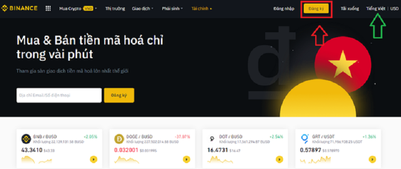 Đăng ký tài khoản Binance qua website