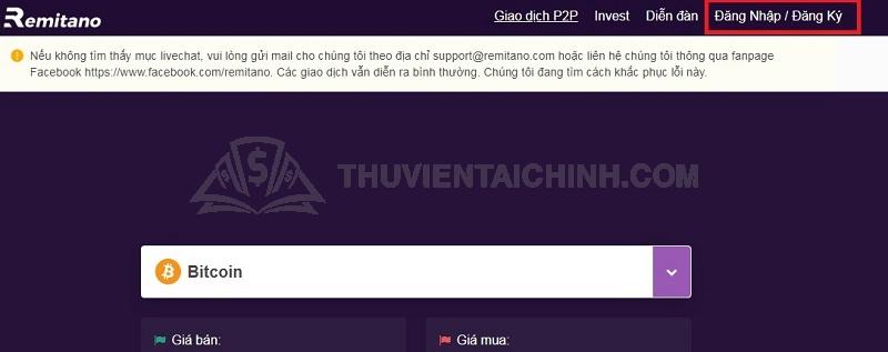 Hướng dẫn nạp tiền vào tài khoản sàn Remitano