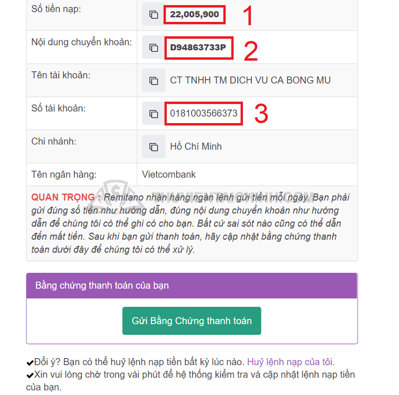 Hướng dẫn nạp tiền vào tài khoản sàn Remitano