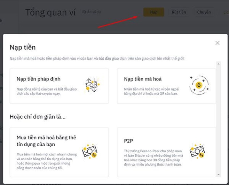 Cách nạp tiền vào binance, hướng dẫn mua coin trên Binance bằng VNĐ nhanh nhất