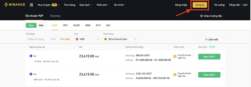 Cách nạp tiền vào binance, hướng dẫn mua coin trên Binance bằng VNĐ nhanh nhất