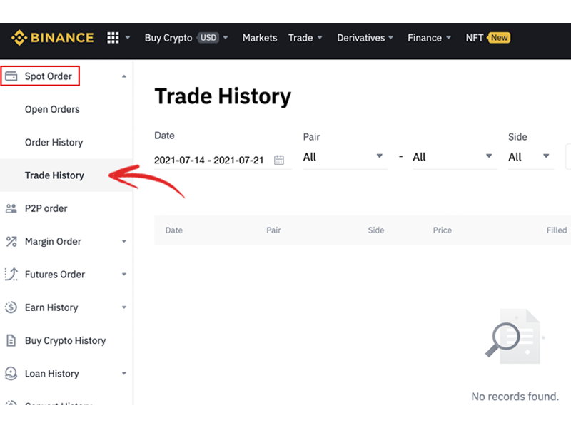 Trade History - Lịch sử giao dịch.