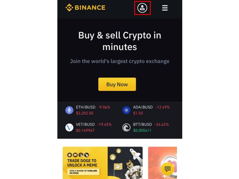 Đăng nhập tài khoản trên sàn Binance