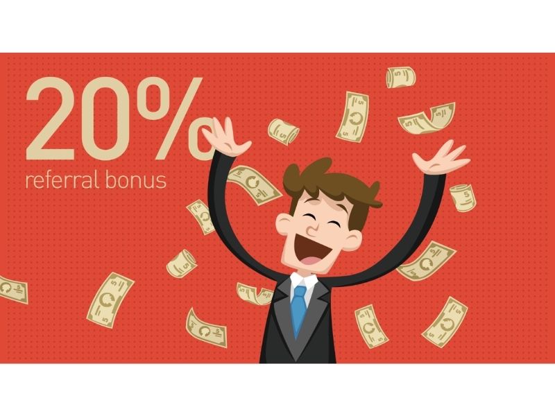 Phần thưởng giới thiệu bạn bè tương đương 20%