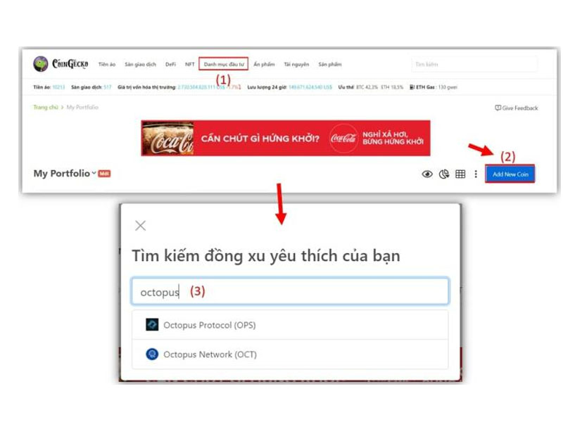 Hướng dẫn theo dõi Portfolio – Danh mục đầu tư cá nhân trên Coingecko