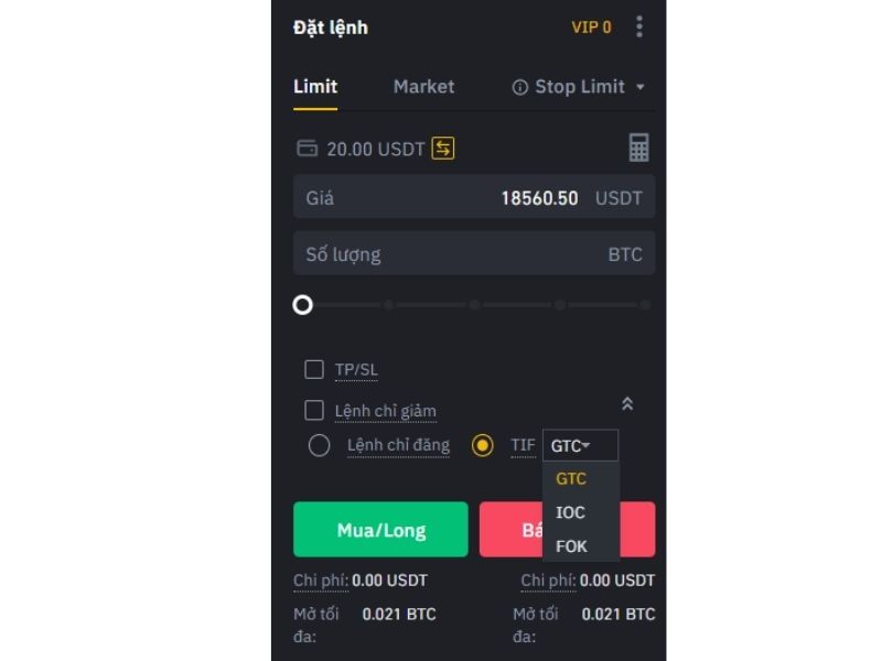 Các lệnh giao dịch Futures