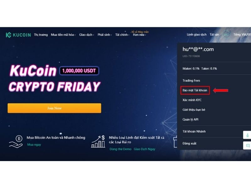 Xác thực tài khoản KuCoin bằng Google 2FA