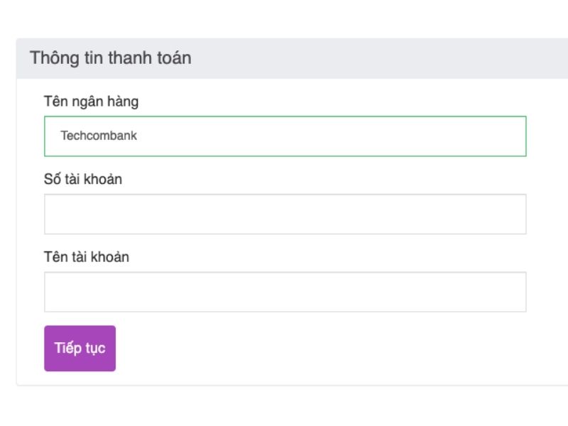 Thông tin tài khoản ngân hàng