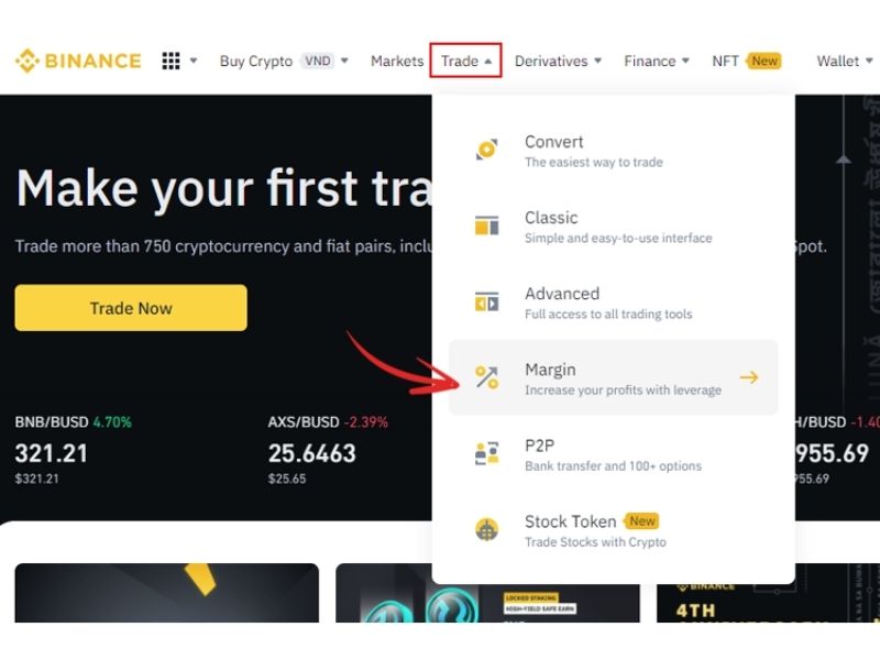 Cách mở tài khoản giao dịch Margin Binance