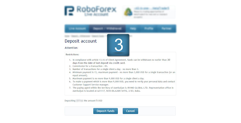 Nhấn vào Deposit Funds
