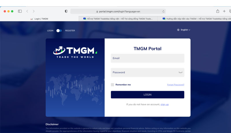 Nhập mật khẩu và địa chỉ email