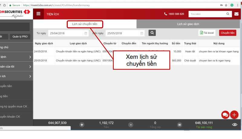 Check lại giao dịch