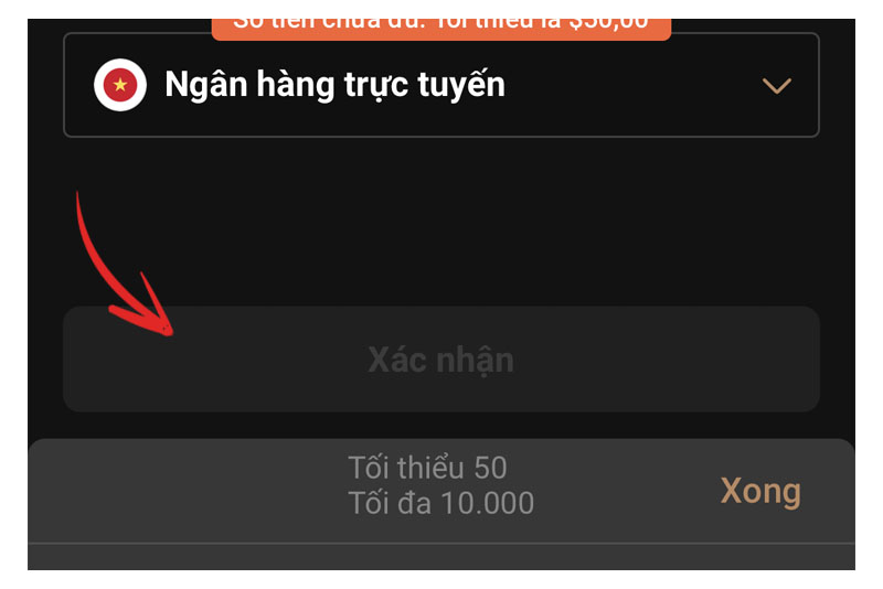 Nhấp vào Confirm để hoàn tất thao tác.