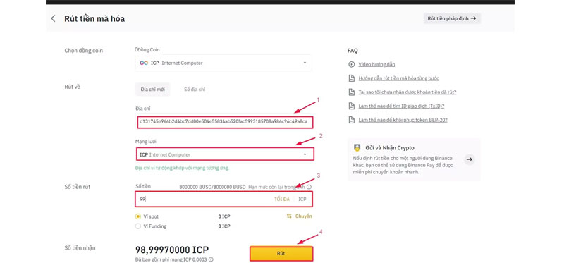 Rồi chọn vào mục “RÚT” là xong.