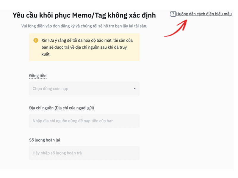 Không nạp được tiền sàn Binance do nạp tiền không điền hoặc điền sai TAG/Memo/Payment ID