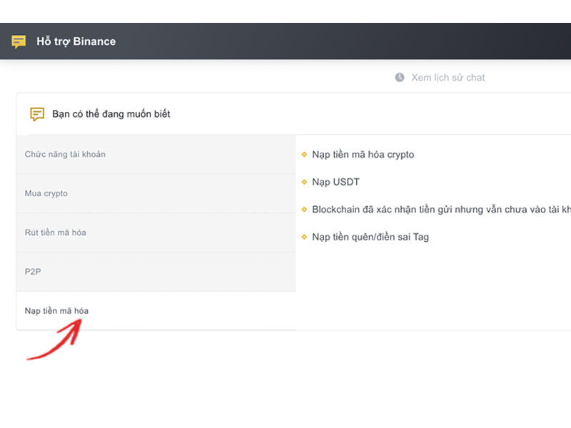 Không nạp được tiền vào Binance do sai địa chỉ ví trên Binance