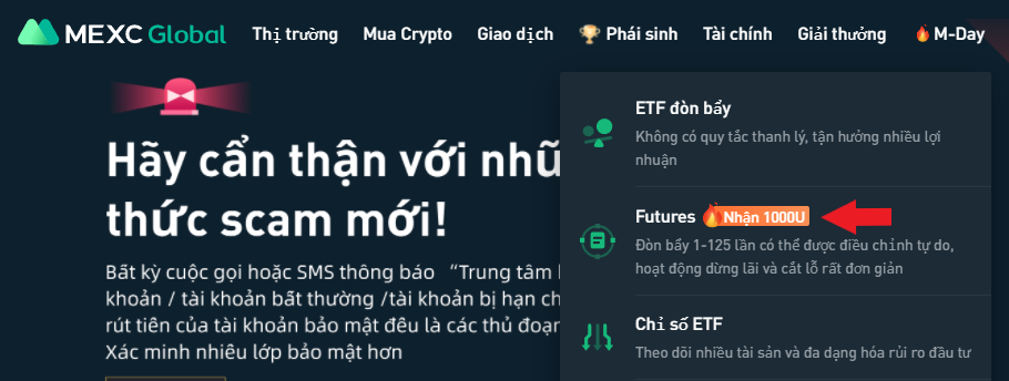 Nhận tiền thưởng MEXC