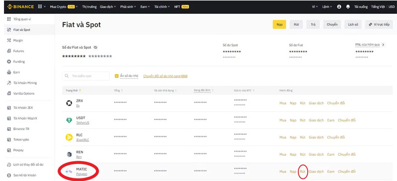 Sau khi chọn được token thì bạn hãy nhấn chọn nút “RÚT”.