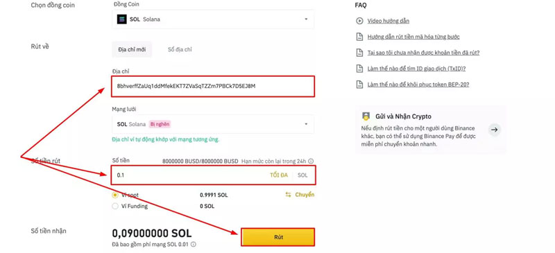 Xác nhận thông tin một lần nữa và chọn nút “RÚT”.