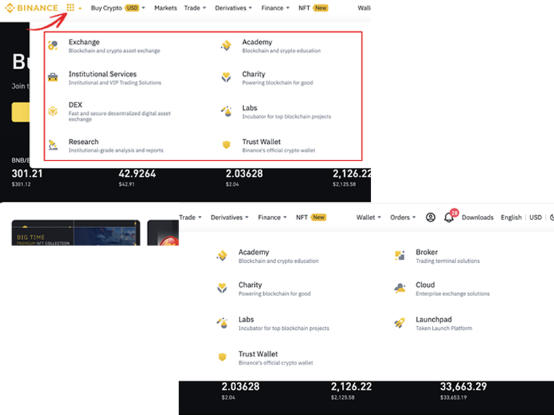 Cửa sổ nhiều ô vuông: Nơi quy tụ toàn bộ hệ sinh thái của Binance