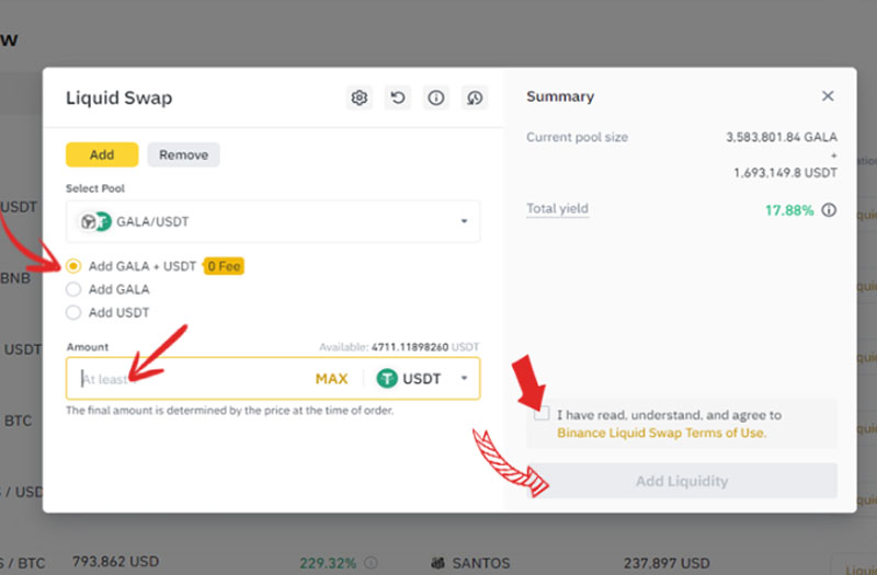 Nhấn chọn Add Liquidity