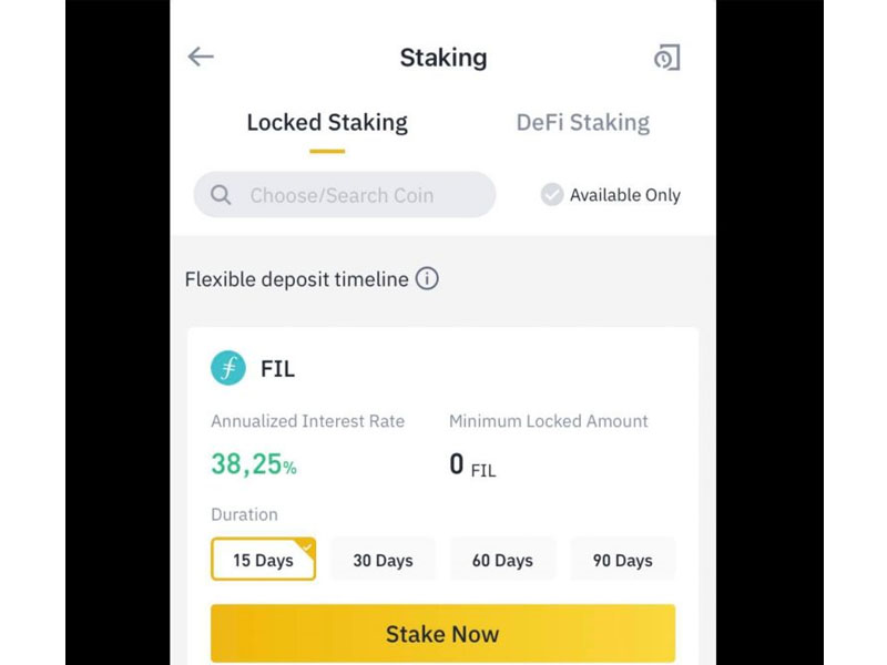 Bước 2: Lựa chọn coin mà mình muốn staking