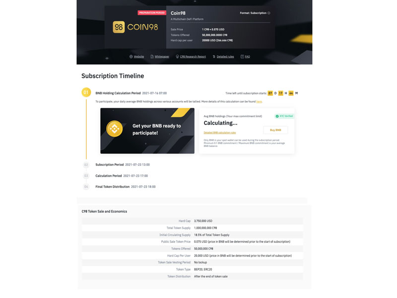 Bước 2: Chọn IEO sàn Binance mà bạn muốn mua