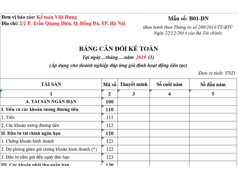 Bảng cân đối kế toán