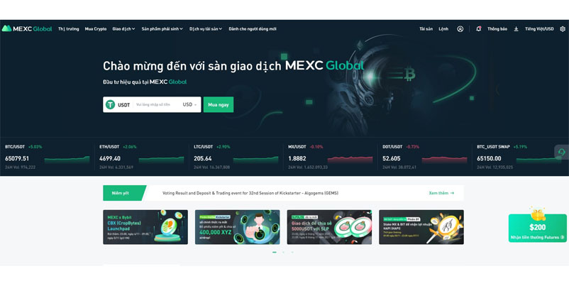 Sản phẩm giao dịch tại sàn MEXC