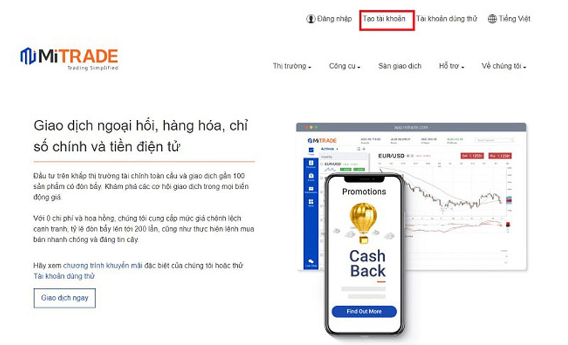 Bước 1: Đăng ký tài khoản Mitrade