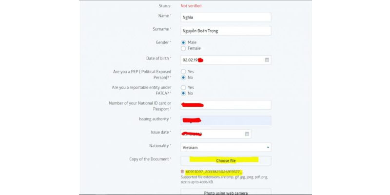 Thông tin để chứng minh ID