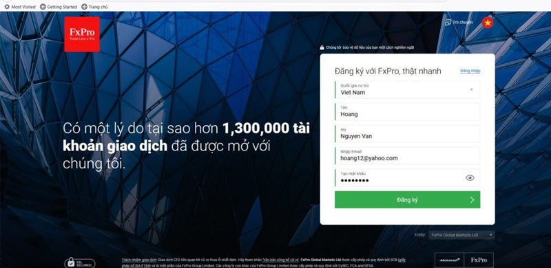 Hướng dẫn mở tài khoản sàn FxPro