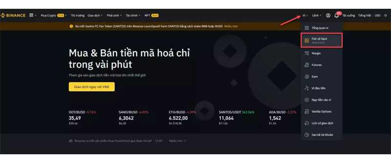 Chọn Fiat và Spot.