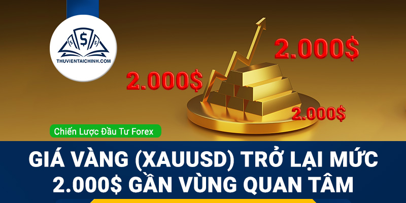 Giá vàng (XAUUSD) trở lại mức 2.000$ gần vùng quan tâm