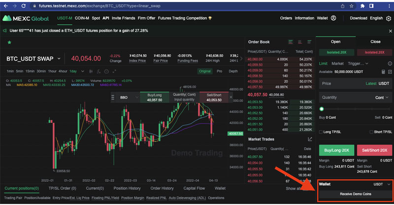 Hãy tiếp tục nhấn chọn vào mục “Click để nhận Crypto thử nghiệm”