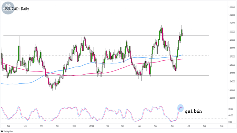 Biểu đồ USD/CAD trên khung thời gian hàng ngày