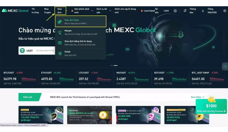Hướng dẫn mua Crypto tại sàn MEXC