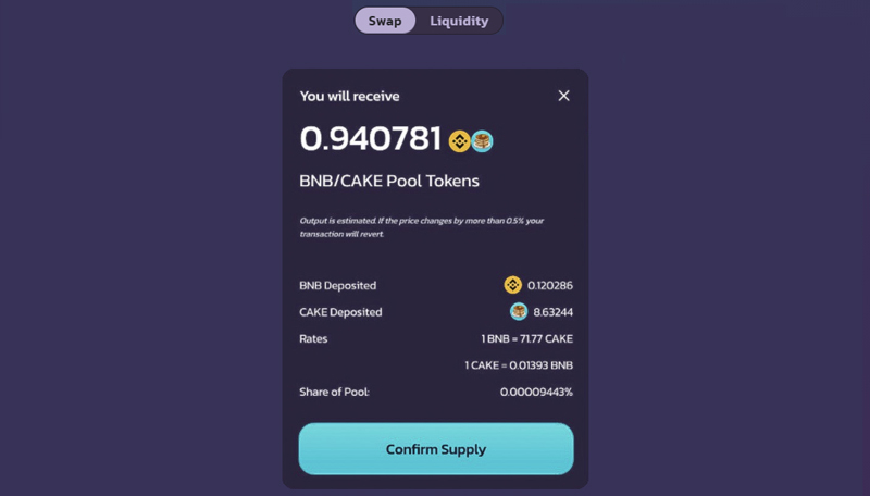 Confirm Supply để hoàn tất.