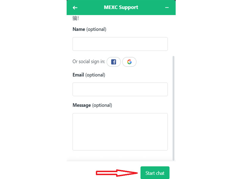Nhấn chọn “start chat”