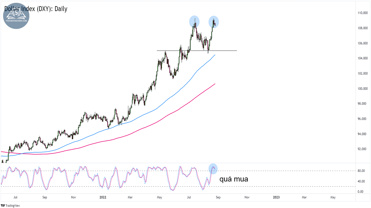 Biểu đồ chỉ số đô la Mỹ (DXY) trên khung hàng ngày