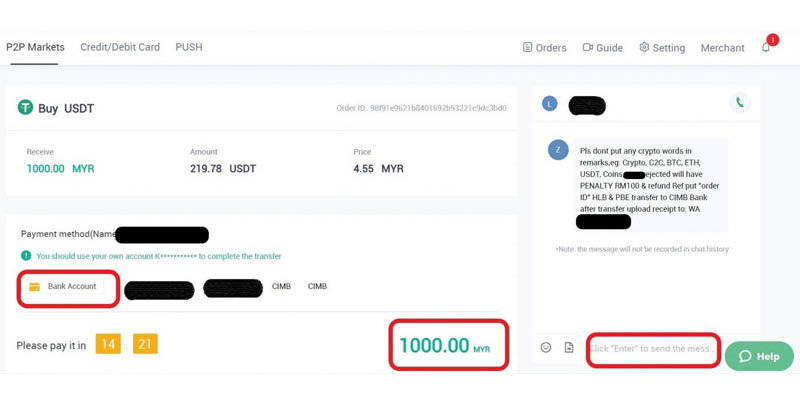 Bước 2: Tiến hành giao dịch - Mua USDT